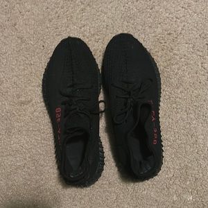 Yeezy 350 black and red